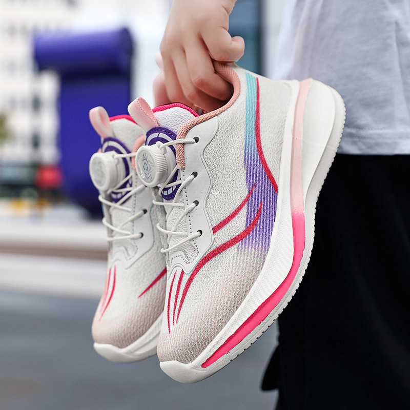 Red Rabbit Kids Sports Zapatos de malla zapatos giratorios botones zapatos de carreras profesionales ligeros de suela suave