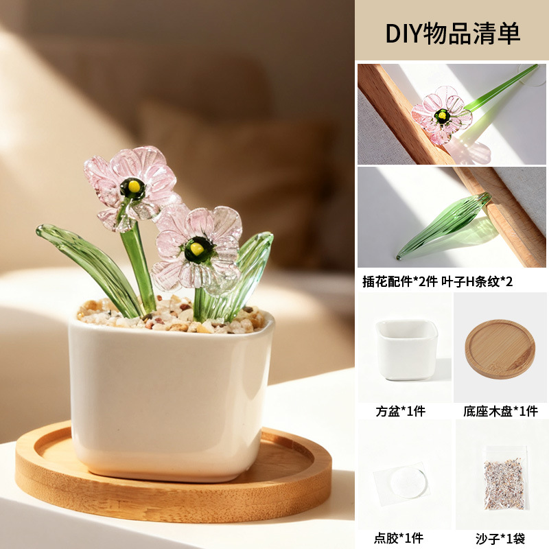 Zibo vidrio artesanía ornamentos maceta de vidrio verde flores regalos de diciembre decoración de oficina image 16