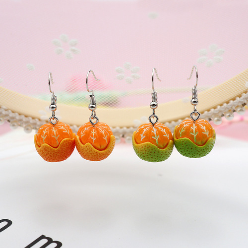Simulated peeled orange earrings, personalized fruit earrings, cross-border ins style summer jewelry wholesale