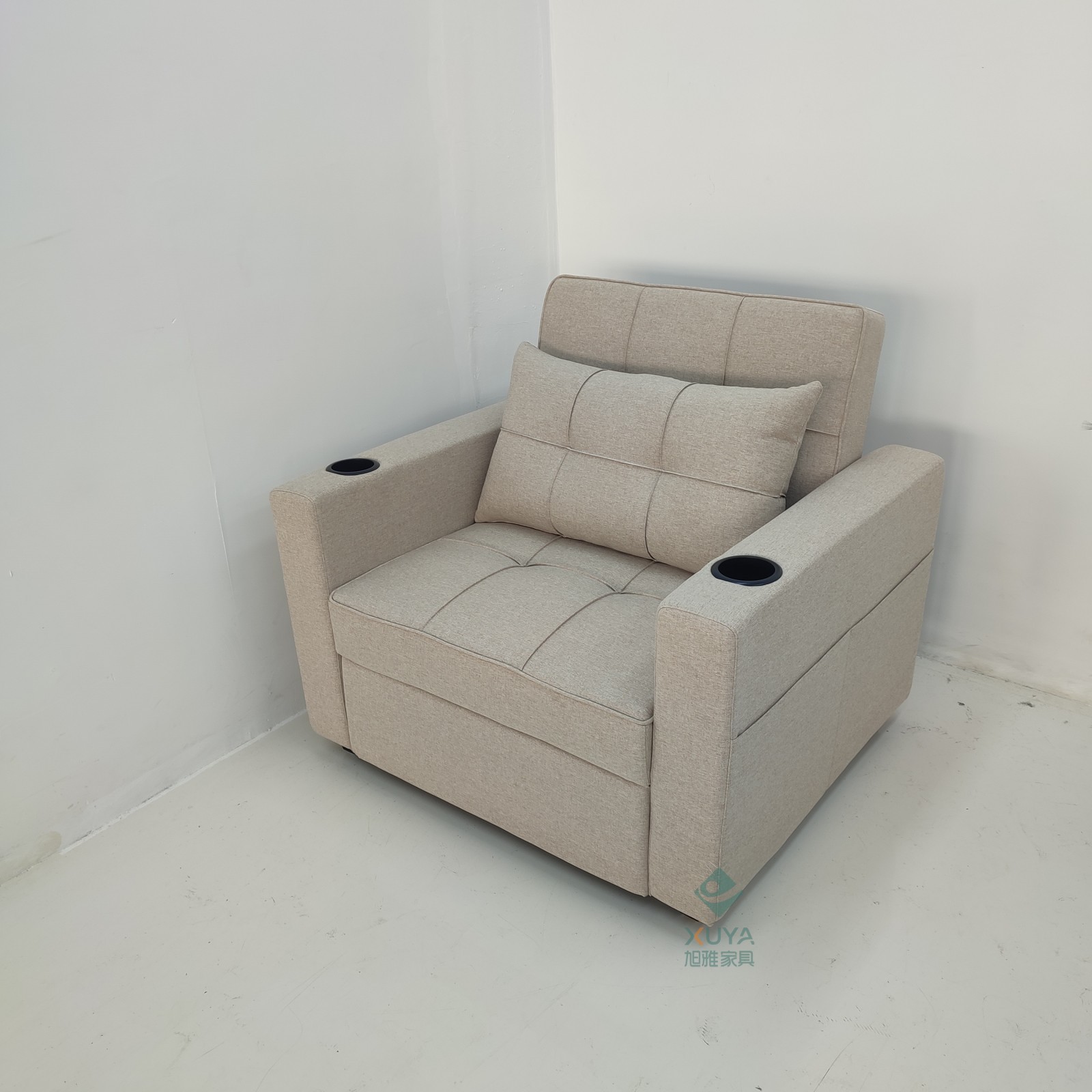 Sofá cama de cuero multifuncional para una persona, sala de estar, oficina, almuerzo, artefacto mágico con portatazas, sofá cama de cine privado