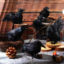 3/4/6Pcs Halloween Simulation Black Crow Animal Model Artifi