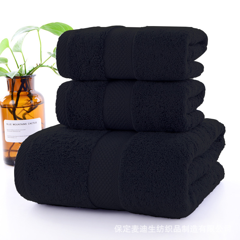 Pure Cotton Black Towel Bath Towel Square Towel Combination Soft Absorbent Thickeneded Hair Patch Code Amazon Best Selling Bath Towel