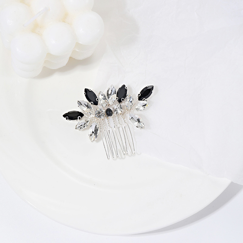 L3017 Carlo Accessory Black Hair Comb Crystal Insert Hair Accessories Bridal Wedding Hair Accessory Cross-border Handmade Water Diamond Hair Accessory