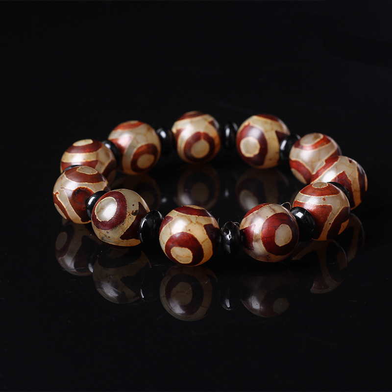 Natural Tibet raw stone boutique heaven beads three eyes day beads agate play bracelet national wind for men and women