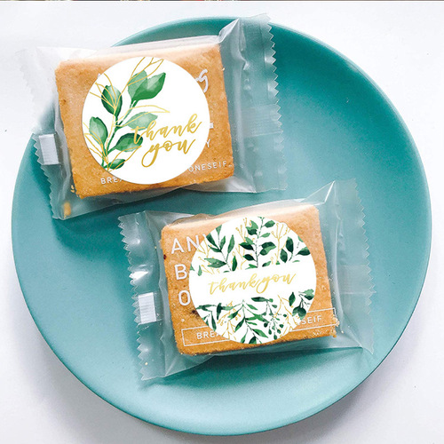 Green Plant Gold Foil Thank You Sticker Gift Sealing Sticker Suitable for DIY Gift Wrapping, Wedding and Party Decorations