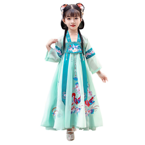 Girls Hanfu kids chinese ancient traditional costumes  drama film guzheng Performance Fairy princess dress photos shooting dress for children