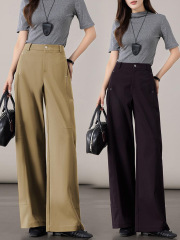 2025年早秋季新款莱赛尔棉休闲裤女时尚百搭高腰显瘦垂感阔腿长裤