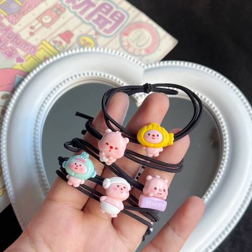 Cute little beaver hair rope ins girl hair rope couple rubber band cartoon ins style silk fish sweet hair tie hair accessories