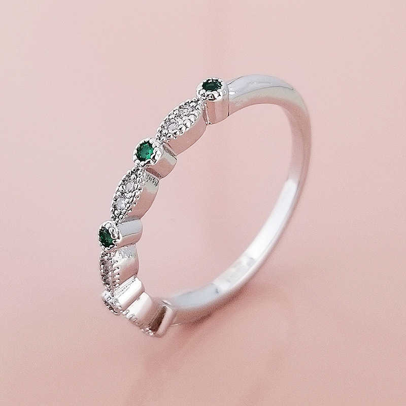 Zircon Women's Ring Copper Plated With Green And Blue Gemstones_voghion.com
