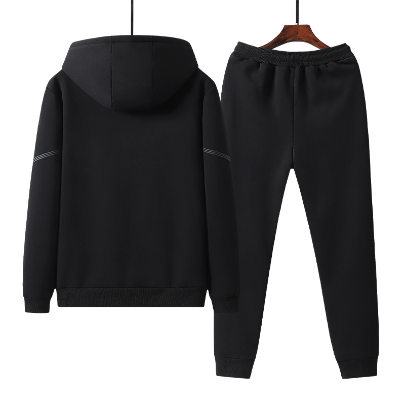 Trajes deportivos de invierno para hombres, algodón grueso, cordero de cachemira grueso, cardigan de tamaño grande, ocio grueso, dos piezas, moda