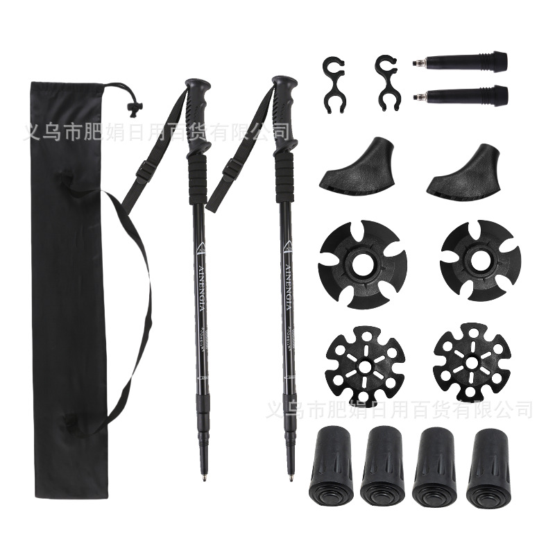Amazon TEMU Aliexpress tres secciones de aleación de aluminio telescópico amortiguador bastón de escalada antideslizante image 4