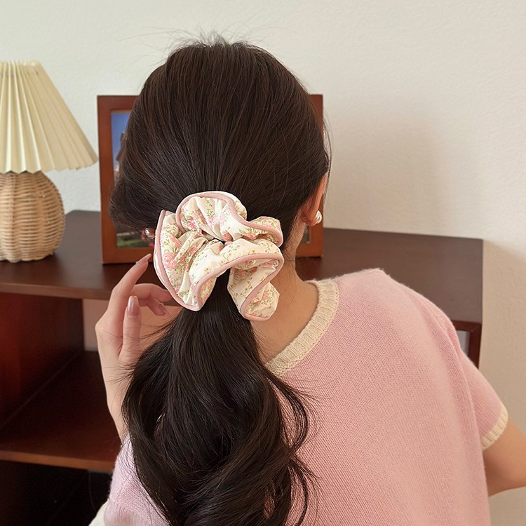 Encaje lazo para el cabello de intestino grueso de doble capa ins coreanos cuerda para el cabello de intestino grueso fresco y dulce en la parte posterior de la cabeza accesorios para el cabello femenino