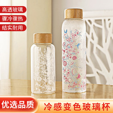 批发定制LOGO变色高硼硅玻璃550ML大容量高硼硅冷变玻璃冷泡杯