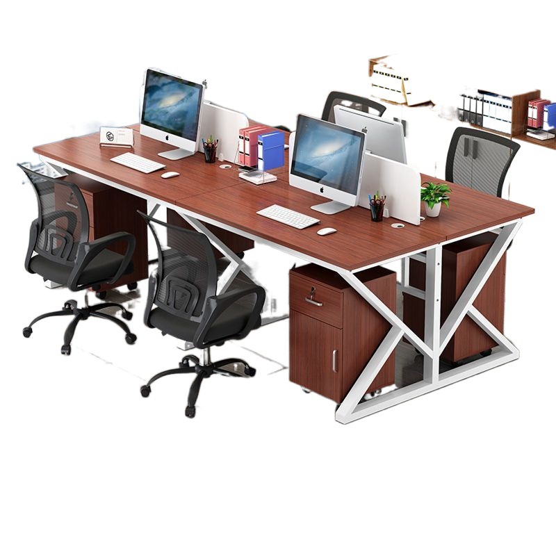 Escritorio de escritorio Escritorio de computadora Escritorio de personal para varias personas con soporte de tarjeta, mesa larga, pantalla de combinación simple, posición de trabajo