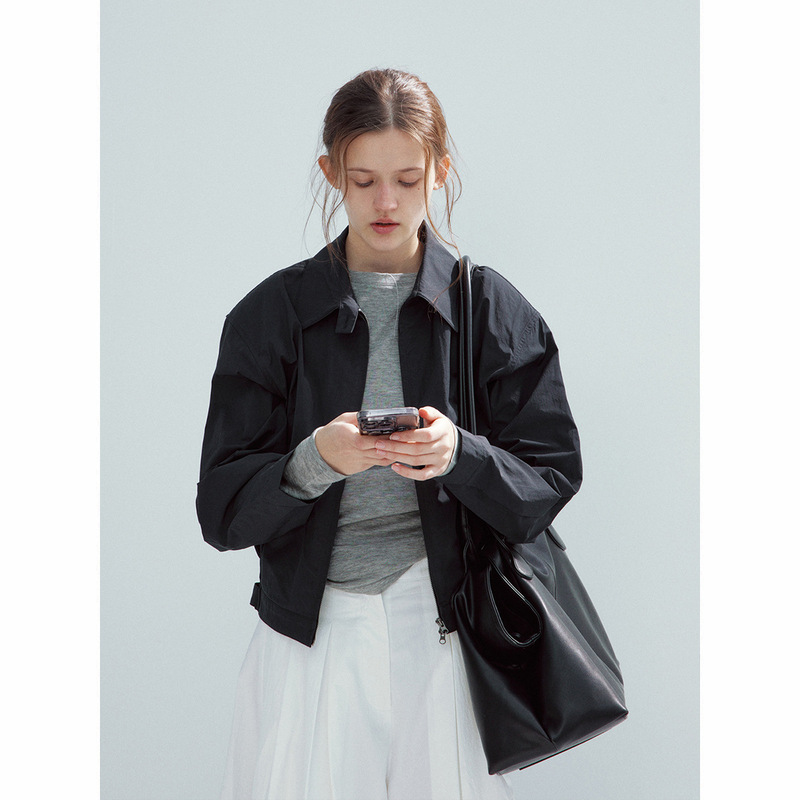 [Daihe] Spring New Casual Lapel Wide Shoulder Solid Color Joker Shirt Short Jacket Coat H8397