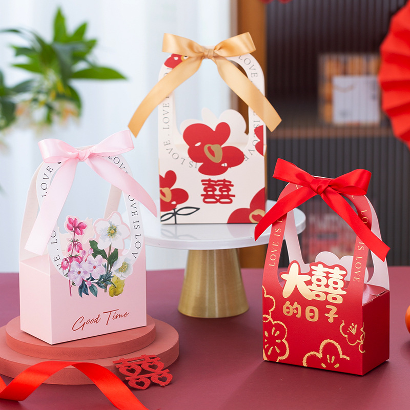 New Style Chinese Style Hand-held Bridesmaid Gift Candy Box, High-end Candy Box Wedding Candy Bag Candy Box Wholesale