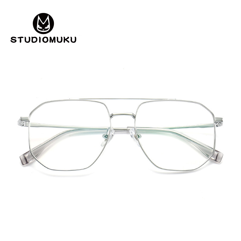 STUDIOMUKU gafas frescas de madera estructura exquisita y Marco de doble viga parcial moda negocio miopía gafas