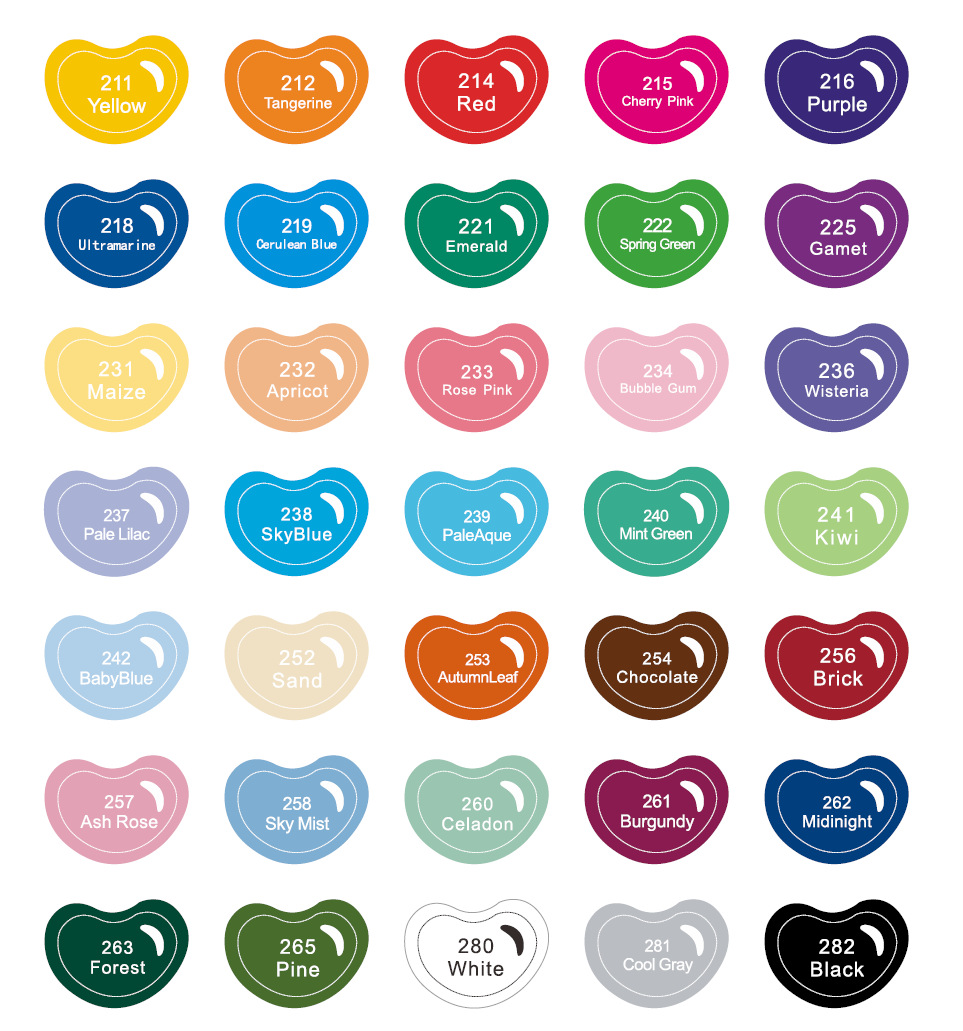 35色布用英文色卡蚕豆