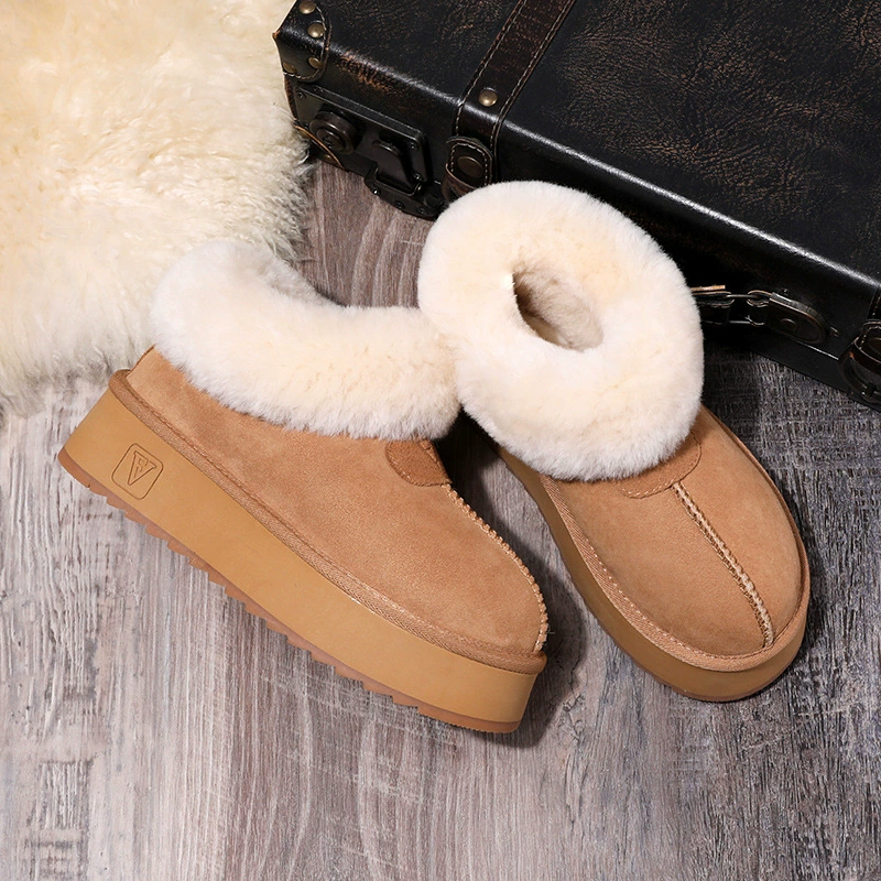 Женские зимние ботинки из овчины, короткие сапоги на толстой подошве, натуральная кожа, утепленные, теплые, нескользящие, хлопковые сапоги V003, зима 2025