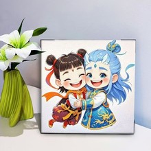 新款哪吒之魔童闹海diy数字油画手工填充手绘油彩装饰画卡通可爱