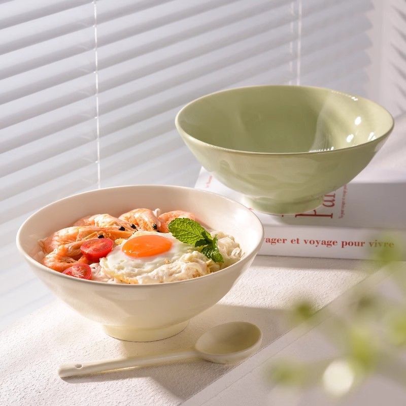 Noodle Bowl Household Conical New Soup Bowl 2023 Large Bowl Noodles Ramen Cream High-Grade Ceramic Instant Noodles Internet Celebrity