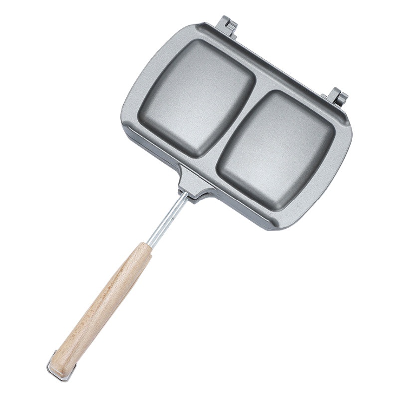 Suministro directo de fábrica hogar de aluminio de doble capa sartén antiadherente de doble cabeza desayuno extraíble sartén sándwich para hornear pan
