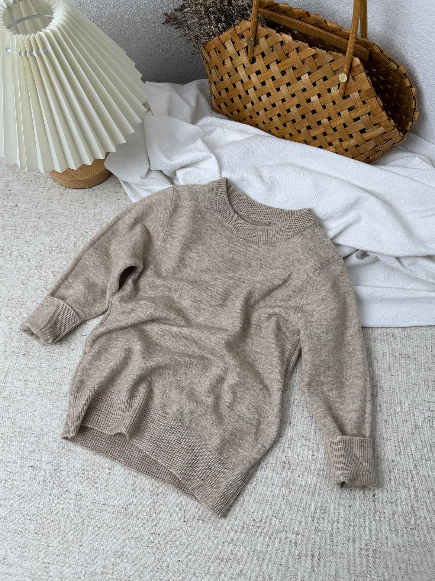 Suéter de lana de otoño y invierno, suéter de cuello redondo para niños y niñas, camisa de fondo, camisa de punto para bebés