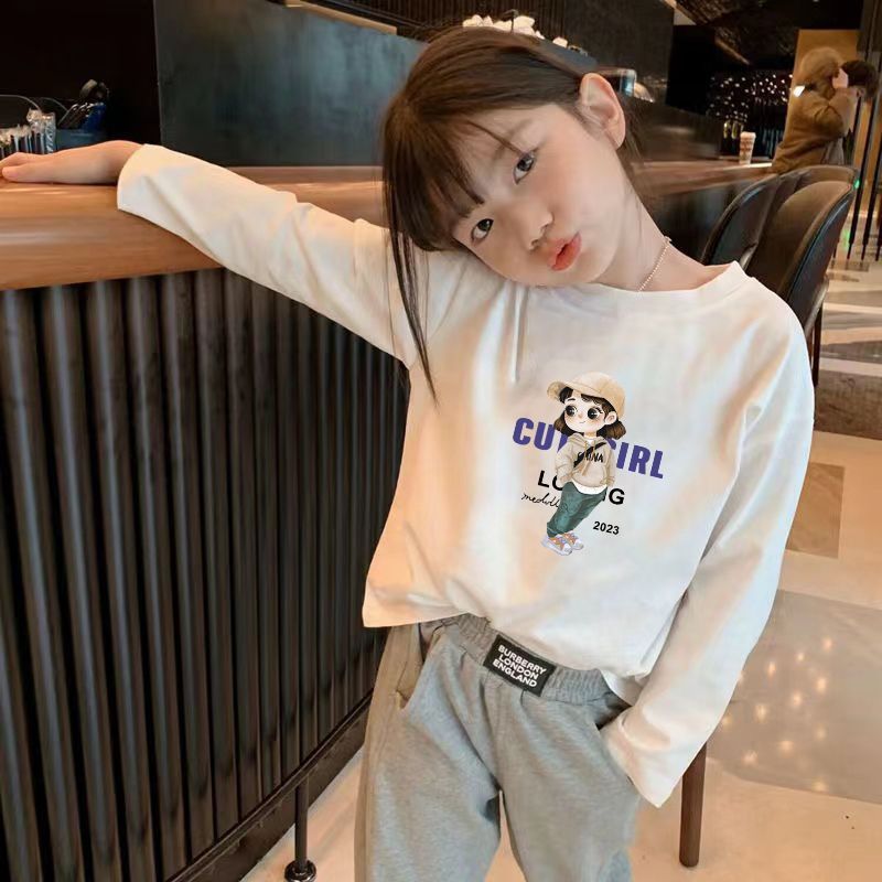 纯棉外穿春装女童春款女宝宝上衣长袖秋衣打底衫儿童t恤春秋洋气