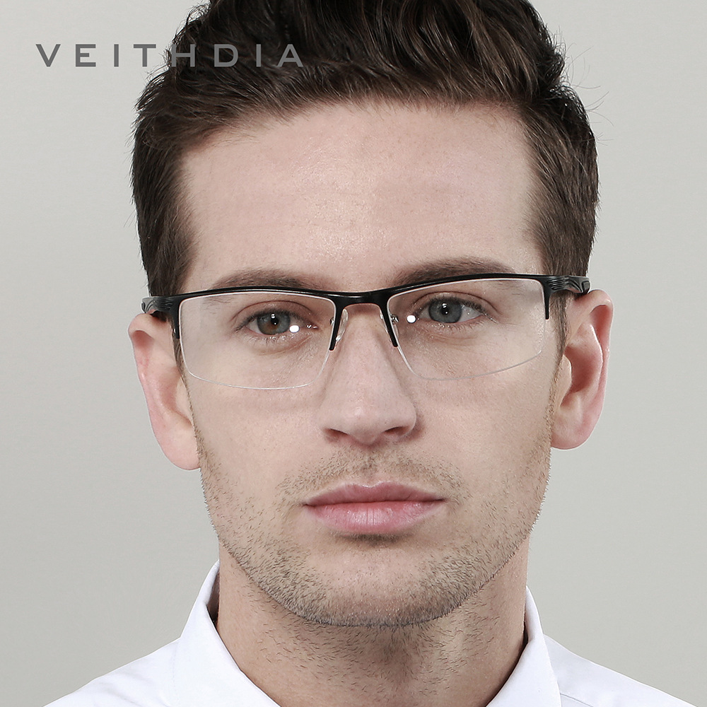 Medio marco de marco de lente de miopía de aluminio y magnesio masculino anti-azul cuadrado simple negocio cómodo al por mayor 8725