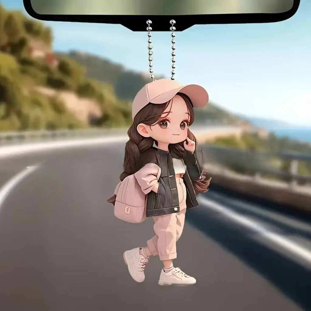 Nuevo estilo transfronterizo acrílico plano linda gorra chica colgante de coche colgante de decoración del hogar festivo