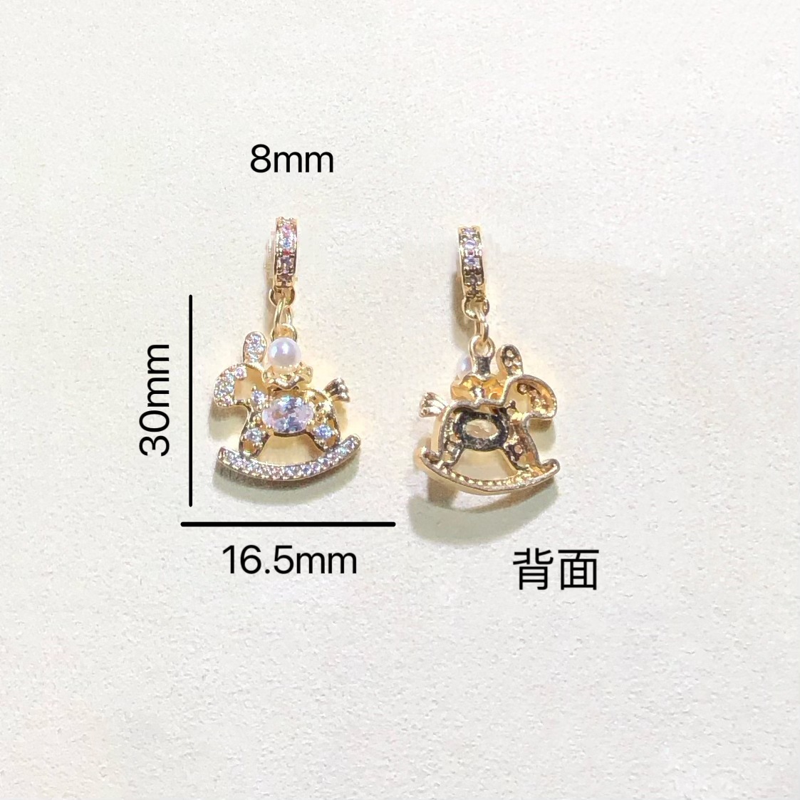 14K Gold-Plated Color-Preserving Crystal DIY Accessories Year of the Horse Zodiac Horse Pendant Chain Spacer Beads Bracelet Necklace Beaded Accessories