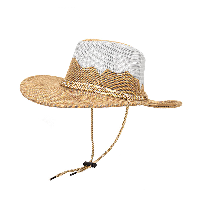 Nuova primavera e autunno Nuovo cappello da cowboy lavorato a maglia con coulisse per uomo, cappello da spiaggia con protezione solare da spiaggia in Europa e America_voghion.com