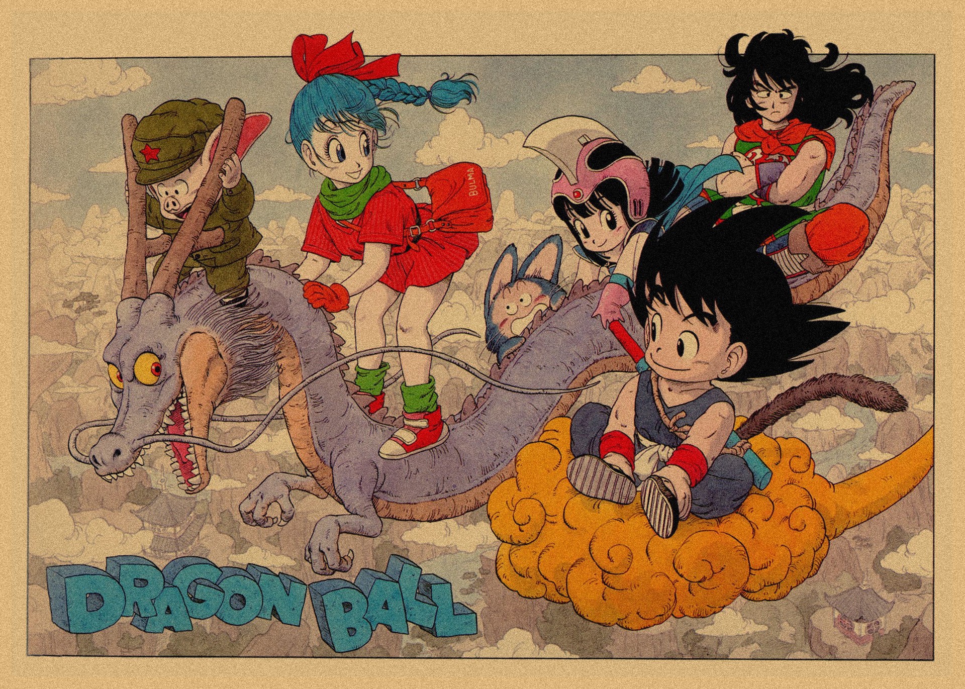 日本式アニメ七龍珠アラレ復古クラフト紙ポスター鳥山明装飾画孫悟空壁画316