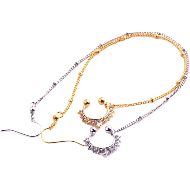 Ювелирные изделия для пирсинга Новая U-образная веерообразная цепочка Кольцо в носу Бриллиантовая цепочка в носу Ювелирные изделия EBAY Источник Фабрика Outlet