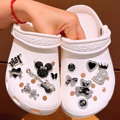 DIY shoe buckle alloy accessories creative silver jewelry diamond embellishments with chain shoe flower decorations compatible with hole shoes detachable