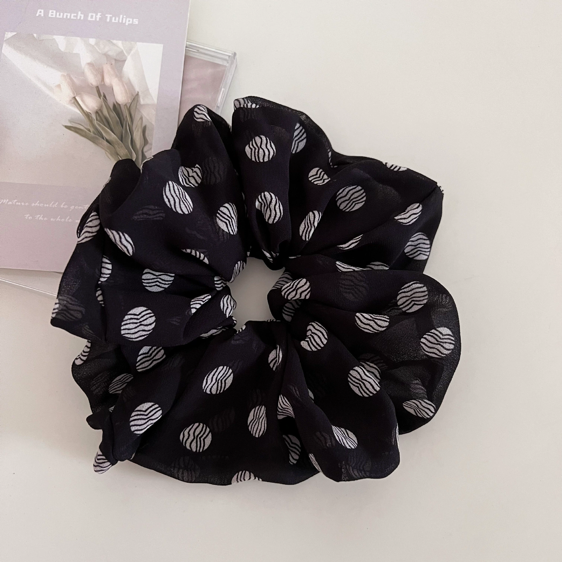 Ретро модные коричневые polka dot ленты для волос большой кишечник hair tie универсальная повязка для хвоста волосы верёвка шар scalp hair аксессуары