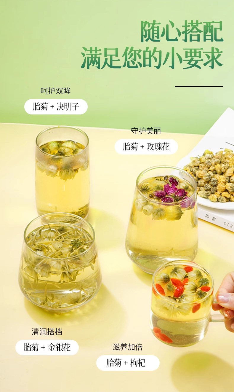 Premium Fetal Chrysanthemum Buds Tongxiang Hangzhou White Chrysanthemum Tea Canned 65g specifications