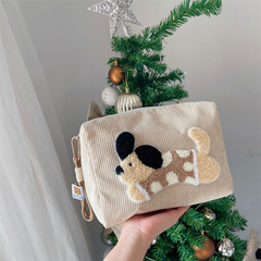 かわいい子犬刺繍ポーチins新品化粧品洗面用品収納バッグレディース外出携帯ポーチ