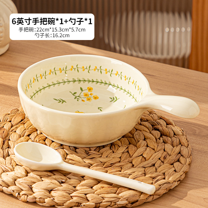 Vajilla Tazón de arroz Tazón de comida 2025 Tazón nuevo para el hogar Cerámica casera Tazón de horno de mano Tazón de avena de color bajo vidriado Tazón de sopa