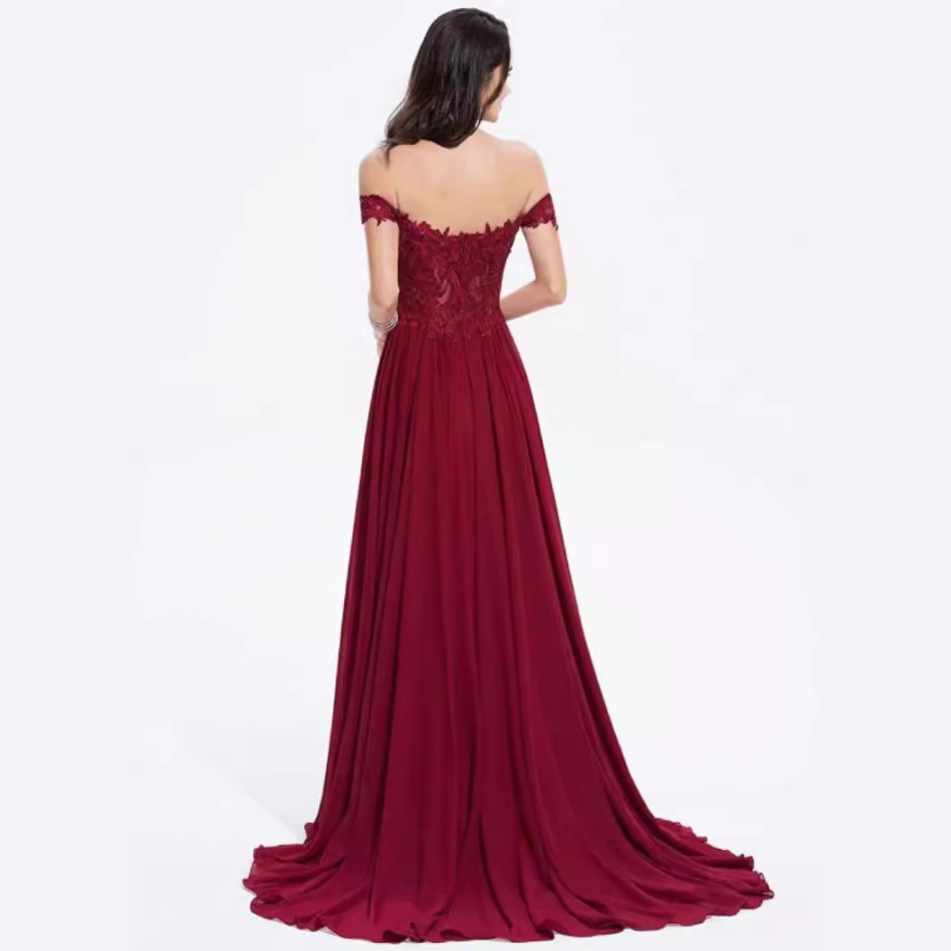 Comercio exterior europeo y americano Amazon vestido de noche 2022 Otoño e Invierno fuera del hombro damas banquete vestido de fiesta