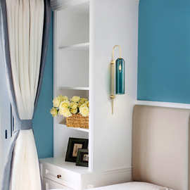 北欧后现代创意个性蓝色玻璃管客厅壁灯艺术床头卧室书房壁灯