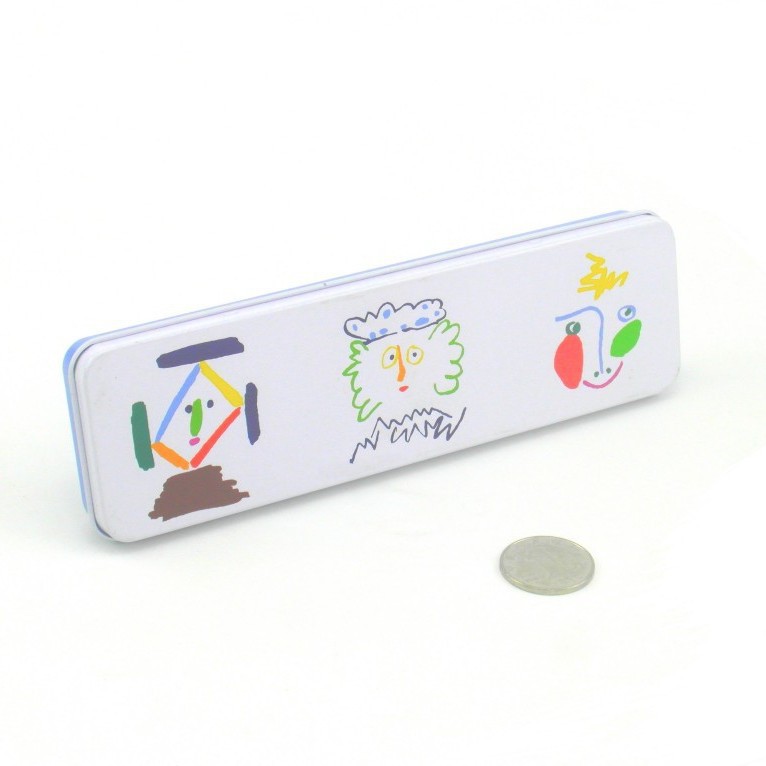 蜡笔长方形马口铁礼品盒 儿童专用画笔文具包装铁盒 翻盖学生笔盒