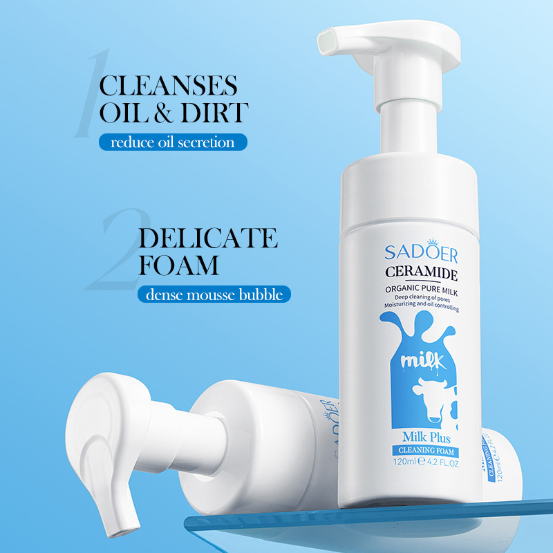 Espuma limpiadora facial SADOER pure English con aminoácidos de plantas y frutas, con cabezal de cepillo, venta al por mayor para comercio exterior transfronterizo.