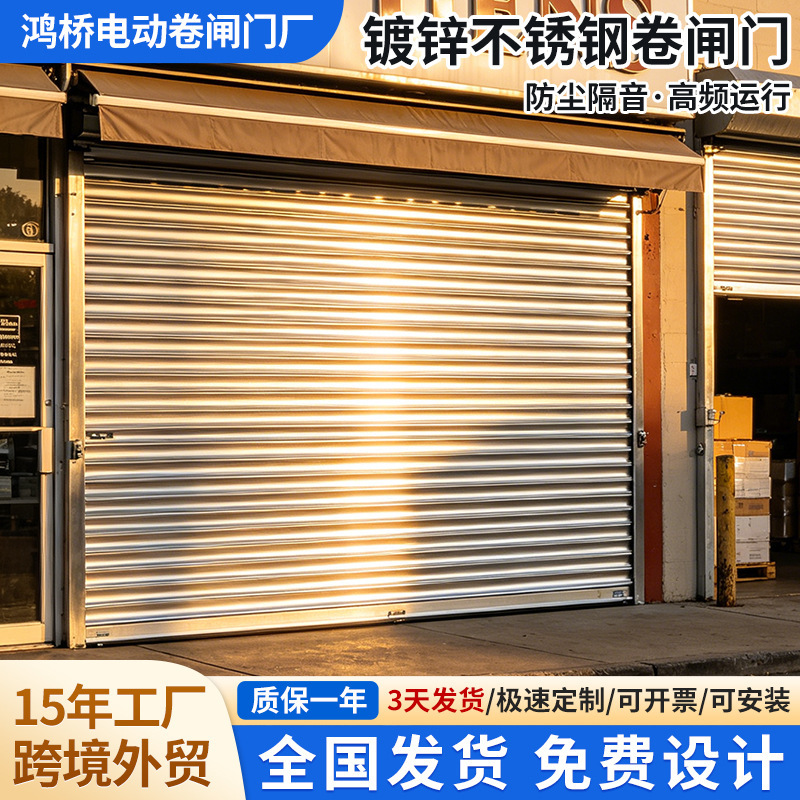 Galvanized Stainless Steel Rolling Shutter Doors for Industrial Plants and Garages, Anti-Theft Doors, Electric Lift Doors, Reinforced, Wind-Resistant, Anti-Corrosion, Anti-Rust Galvanized Stainless Steel Rolling Shutter Doors for Industrial Plants and Garages, Anti-Theft Doors, Electric Lift Doors, Reinforced, Wind-Resistant, Anti-Corrosion, Anti-Rust