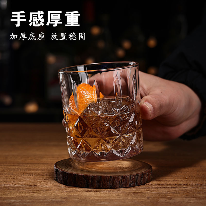 菱格ヨーロッパ風ウイスキー洋杯ファッションガラス杯剣花洋杯水晶ガラス厚い杯|undefined
