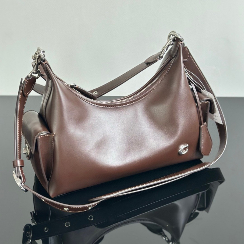 Coach C's New Pocketjuliet Juliet Armpit Motorcycle Bag Genuine Leather Black Warrior Crossbody Tote Bag