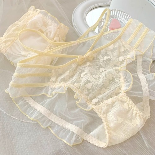 Love Tonight ~ Pure Desire Hollow Girls Sweet Lace Mesh Girls Summer Thin Breathable Seamless Panties for Girls