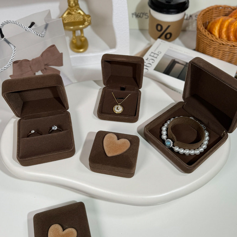 1 Pieza El Plastico Flocado Estilo Simple A Diario Forma De Corazón Joyeros display picture 6