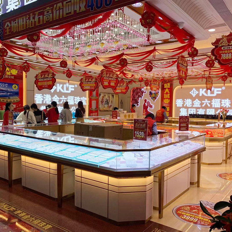 珠宝玉器展柜不锈钢电镀木质组装柜烤漆戒指手链饰品展示陈列柜子