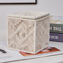 亞馬遜新款抽紙盒 跨境家用紙巾盒 收納房間雜物棉繩編織抽紙盒